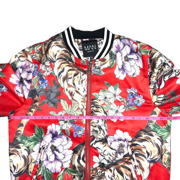 BoohooMAN Floral Tiger Sateen Bomber Jacket - Picture 9 of 12
